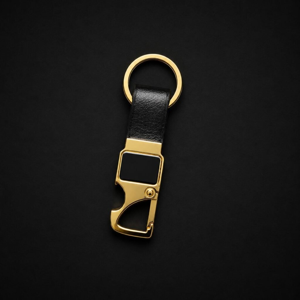 Leather Gold Keychain